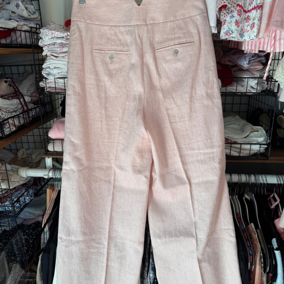 Rebecca Taylor Tailored Pink linen pantsuit wide leg size 8 - Picture 8 of 12